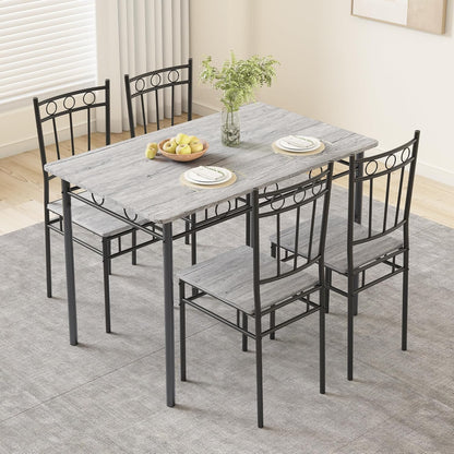 Dining Table Set for 4, 5-Piece Kitchen Table and Chairs, Rectangular Dining Room Table Set with 4 Chairs, Space-Saving Kitchen Table Set for Small Space,Dinette,Apartment,Retro Brown