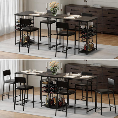 Dining Table Set for 2, Counter Height Table with 2 Upholstered Chairs and Storage Shelves, Bistro Table and Chairs Set of 2, Kitchen Table Set for Small Space, Apartment, Home, Studio